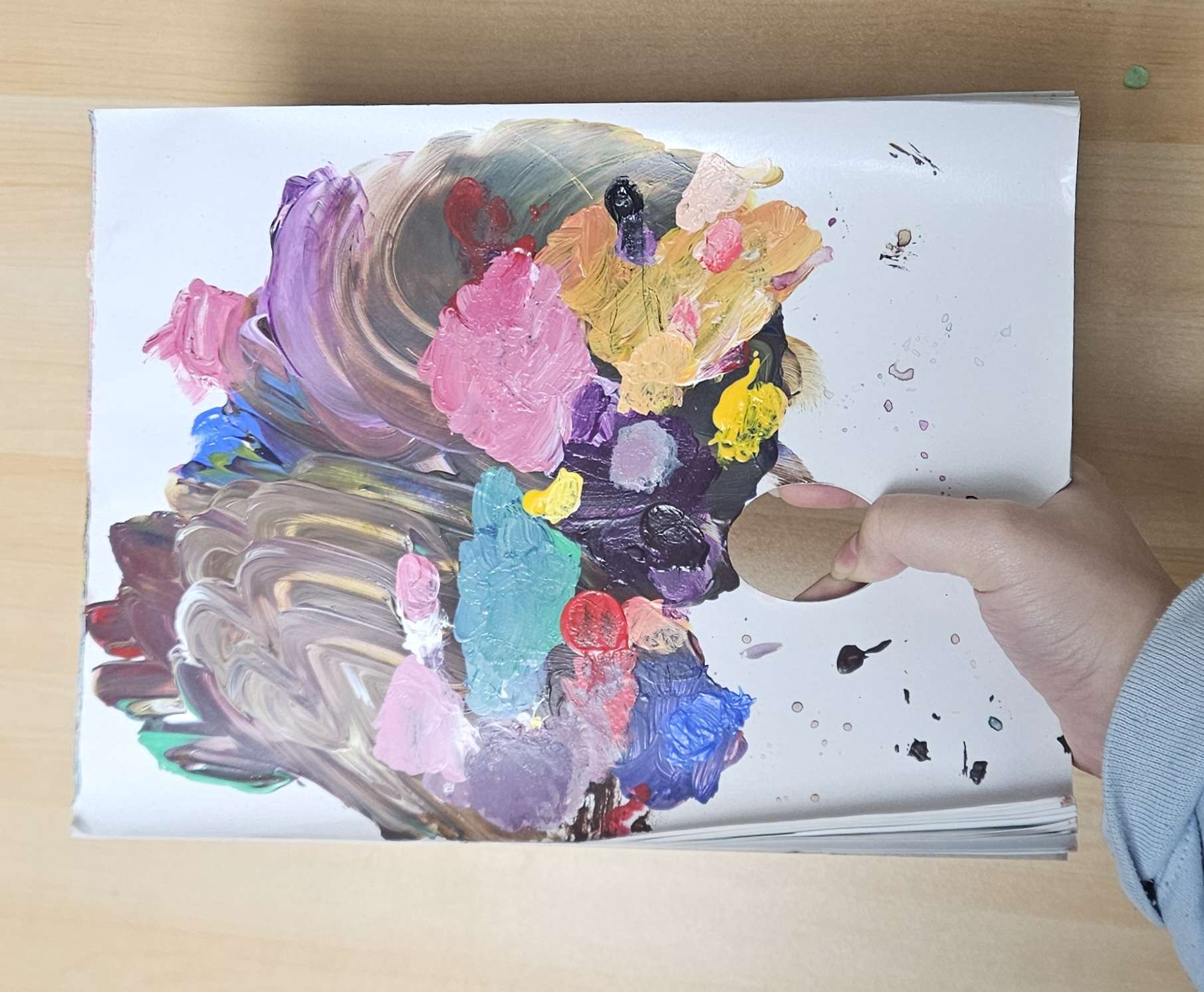Child's colourful abstract painting