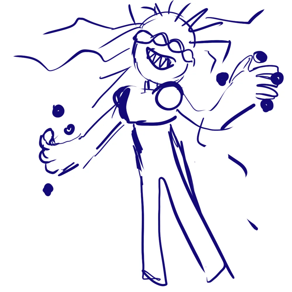 Sketch of Omnestra, the internet goddess of omnipresence